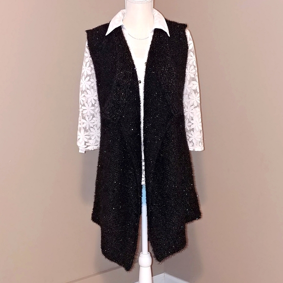 Vera Wang Long Cardigan Sweater Vest 